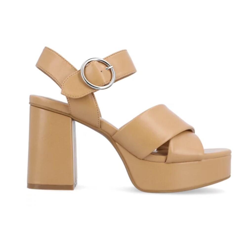 JOURNEE COLLECTION WOMEN'S AKEELY PLATFORM SANDALS TAN RETRO BOHO 9.5M - Picture 3 of 12